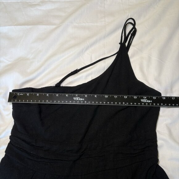 One Shoulder Linen Jumpsuit Romper‎ Large Wide Leg Vacation Tropical Cruise - Picture 3 of 12